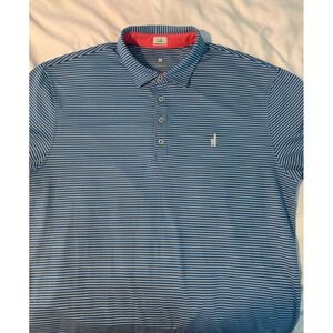 Johnnie-O Hangin Out Mens Medium Blue White Striped Performance Polo Shirt